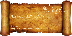 Mirkov Árpád névjegykártya